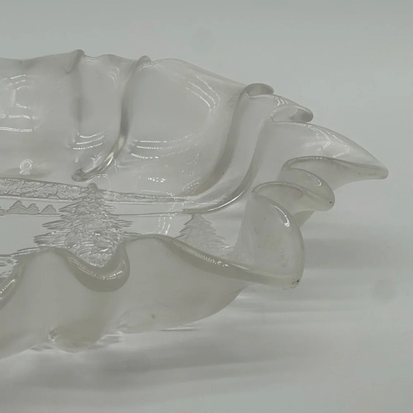 Mikasa Frosted Crystal Dish Girl Decorating Christmas Tree 9" Vintage Xmas - Picture 3 of 5